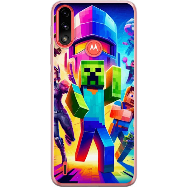 Motorola Moto E7 Power Genomskinligt Skal Fortnite vs Minecraf