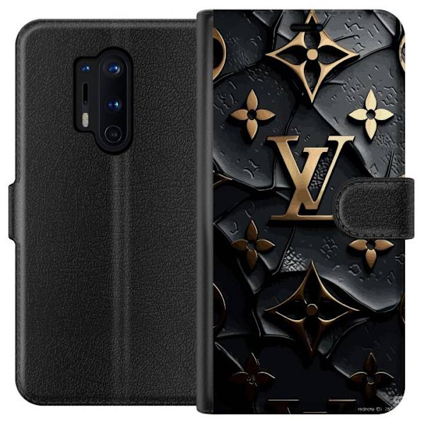 OnePlus 8 Pro Tegnebogsetui Louis Vuitton Mørk Tilstand Design Sort Luksus Stil Mode Populær Grafisk Mønster Modeikon Luksusmærke