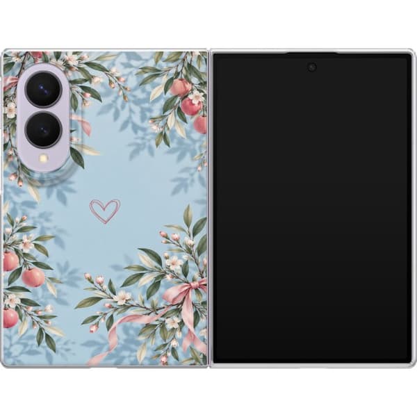Kompatibelt Mobildeksel til Samsung Galaxy Z Fold8 Blomsterhjerte blå