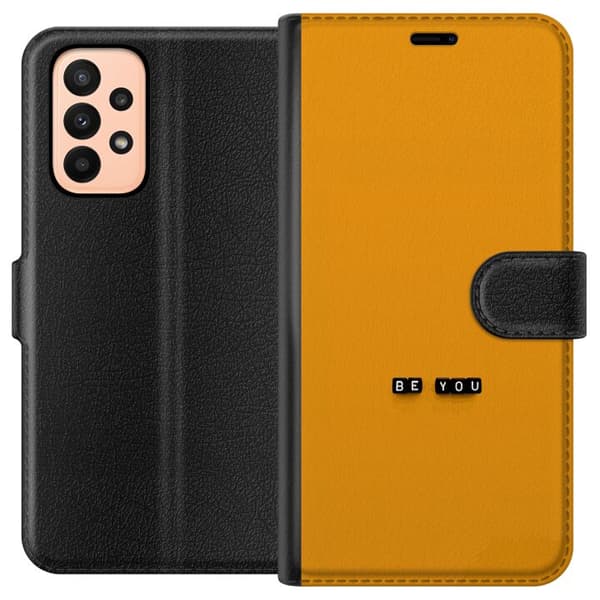 Kompatibel Tegnebogsetui til Samsung Galaxy A23 Be You text orange