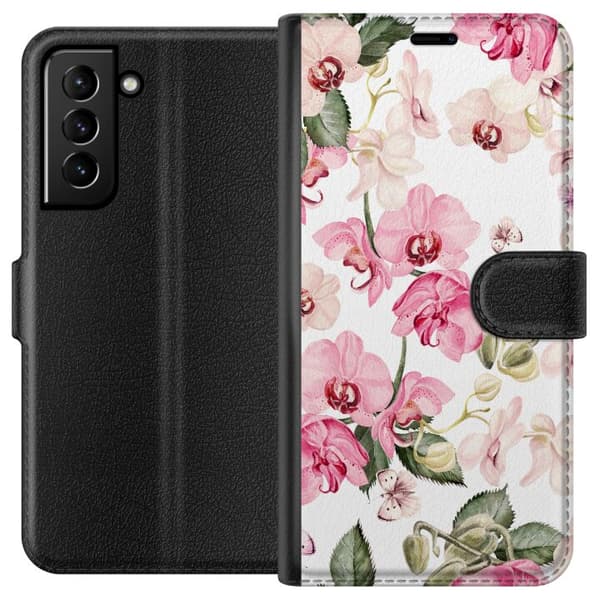 Kompatibelt Plånboksfodral till Samsung Galaxy S21+ 5G Rosa blommor