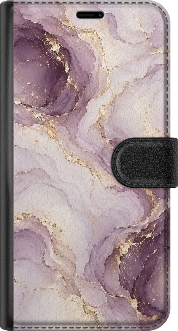 Kompatibel Tegnebogsetui til Apple iPhone 15 Plus Lavendelmarmor lilla