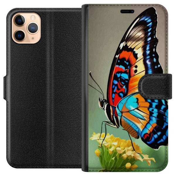 Apple iPhone 11 Pro Max Plånboksfodral Fjäril Natur Sommar Motiv Vingar Färgstark Design Populär Dekor Grafiskt Exotiskt Tema