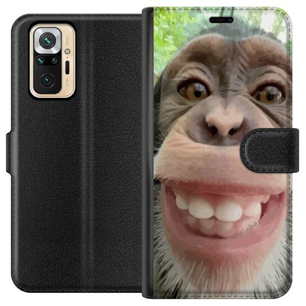 Xiaomi Redmi Note 10 Pro Plånboksfodral Chimp Selfie Rolig Grafisk Design Apa Djurmotiv Trend Roligt Motiv Populärt Urban Art Stil