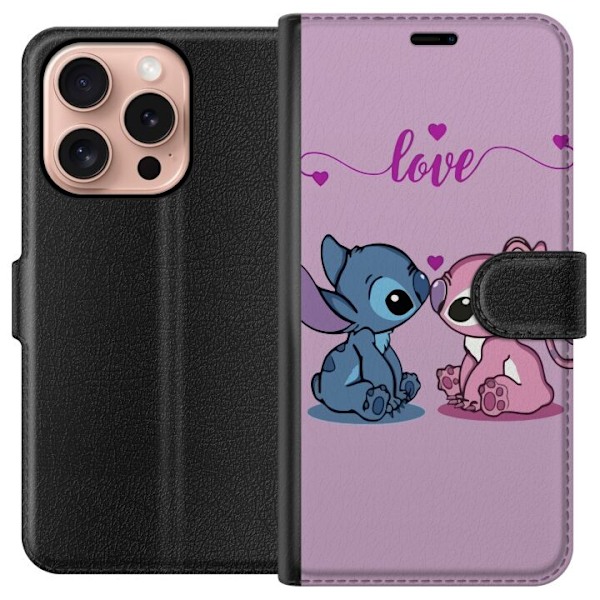 Apple iPhone 16 Pro Lompakkokotelo Lilo & Stitch – Angel Edi
