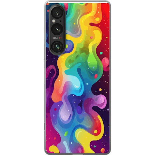 Sony Xperia 1 V Genomskinligt Skal Color Splash Abstrakt Konst Design Färgstarkt Mönster Modern Populär Väggkonst Grafiskt Trend