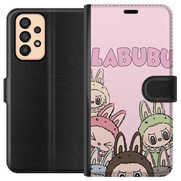 Samsung Galaxy A33 5G Plånboksfodral Labubu Pop Mart Karaktärer Figurer Samlarobjekt Populär Figurserie Design Pop Mart Toy Art Motiv