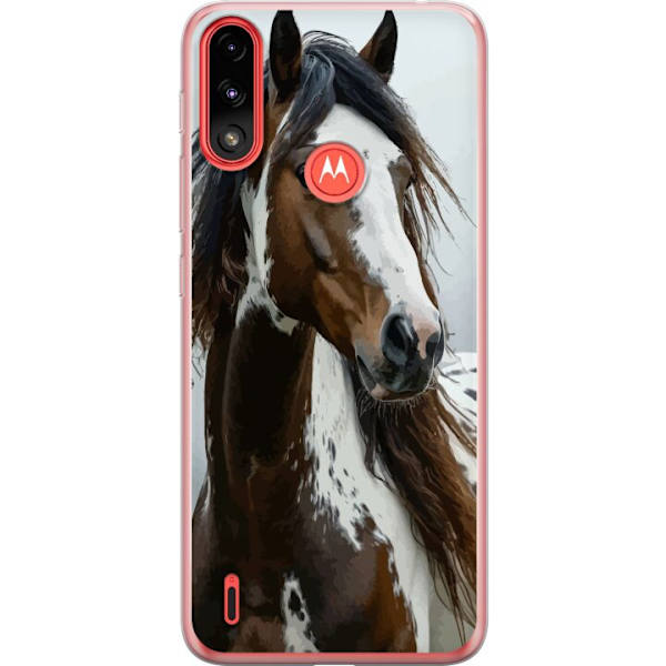 Motorola Moto E7 Power Läpinäkyvä kuori Hevonen Eläimet Aihe Graafinen Suunnittelu Luonto Vahva Aihe Suosittu Taide Eläinten Teema Ratsastus