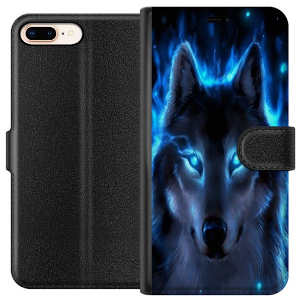 Kompatibel Tegnebogsetui til Apple iPhone 8 Plus ulv