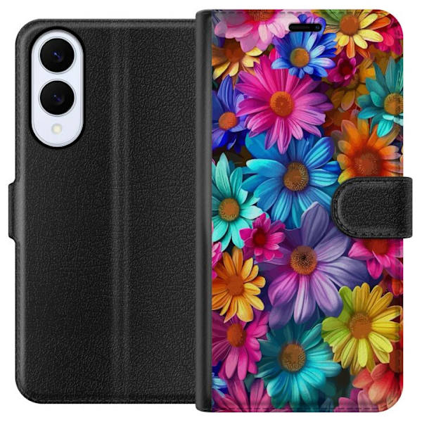 Samsung Galaxy S25 Edge Tegnebogsetui Gerbera Blomster Farverigt Dekoration Blomstmotiv Populær Hjemmeindretning Farverig Vægkunst Design