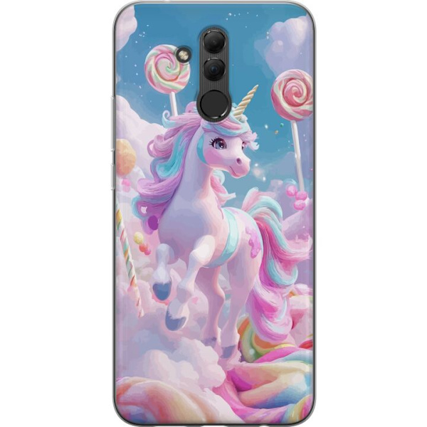 Huawei Mate 20 lite Genomskinligt Skal Enhörning Candy Pastell Kawaii Motiv Söt Populär Färg Grafiskt Trend Barn Motiv Fantasy Art