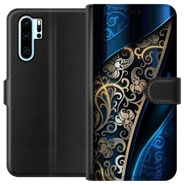 Kompatibel Tegnebogsetui til Huawei P30 Pro Blå og Guld