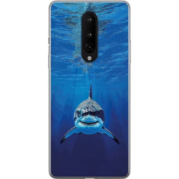 Kompatibelt Mobilskal till OnePlus 8 Närbild av en vithaj under vattnet blå