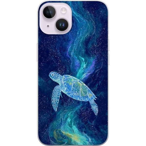 Kompatibelt Mobildeksel til Apple iPhone 15 Havssköldpadda i stjärnhimmel blå