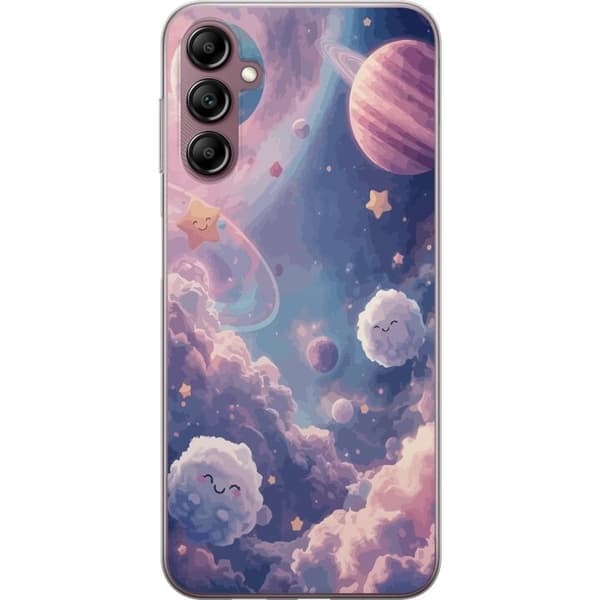 Kompatibelt Mobildeksel til Samsung Galaxy A14 5G Drømmende stjernehimmel med planeter skyer og smilende stjerner