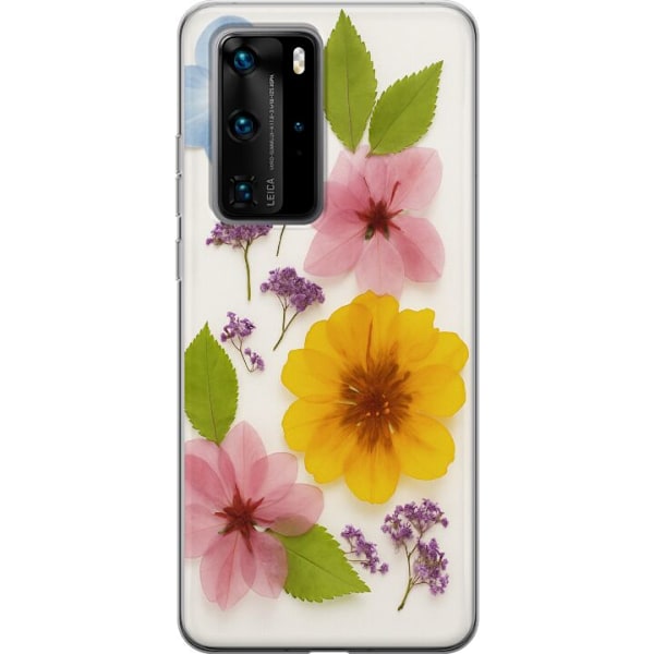 Huawei P40 Pro Genomskinligt Skal Pressade blommor