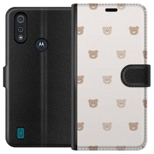 Motorola Moto E6i Tegnebogsetui Teddybaggrund - søde teddybjørne mod en blød baggrund