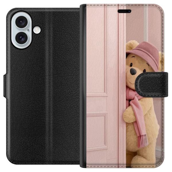 Apple iPhone 16 Plus Plånboksfodral Nalle Puh Disney Motiv Tecknad Serie Klassisk Populär Barn Motiv Disneyfigur Ikonisk Karaktär