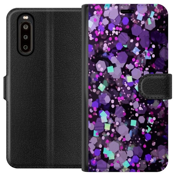 Sony Xperia 10 II Tegnebogsetui Lilla Glitter