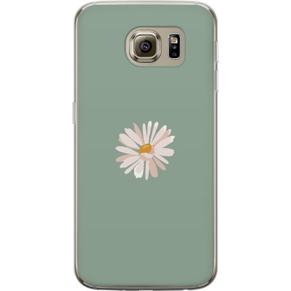 Samsung Galaxy S6 Läpinäkyvä kuori Vihreä Minimalikukka - tyylikäs kukka vihreällä taustalla