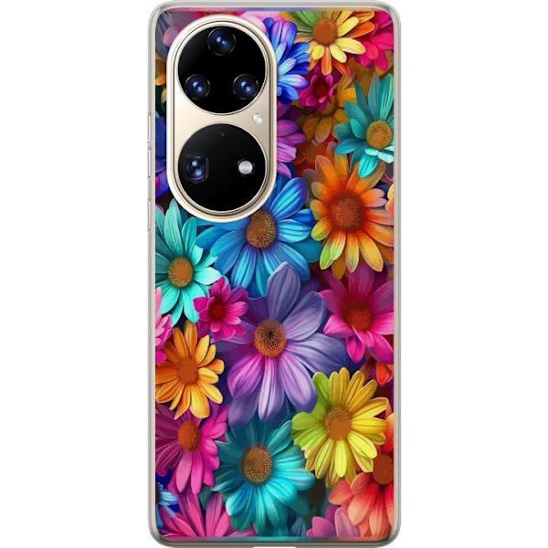 Huawei P50 Pro Genomskinligt Skal Gerbera Blommor Färgglad Dekor Blommotiv Populärt Heminredning Färg Rik Väggkonst Design