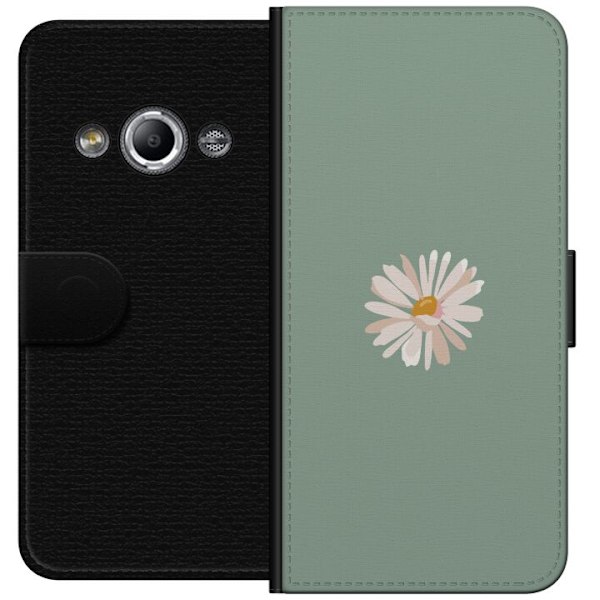 Samsung Galaxy Xcover 3 Lompakkokotelo Vihreä Minimalikukka - tyylikäs kukka vihreällä taustalla