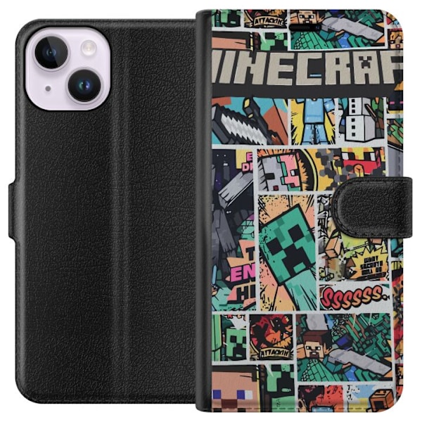 Apple iPhone 14 Plånboksfodral Minecraft Art