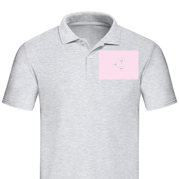 Poloshirt til Voksen | Elegant Poloshirt Hjerter i bobler Grå Stor