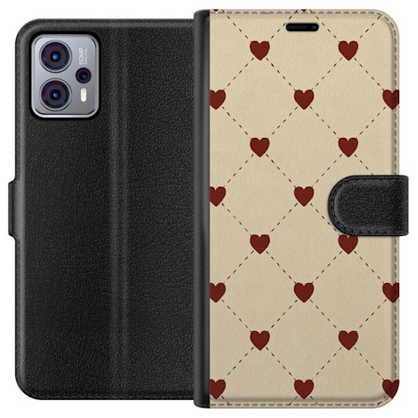 Motorola Moto G23 Tegnebogsetui Hjertegitter