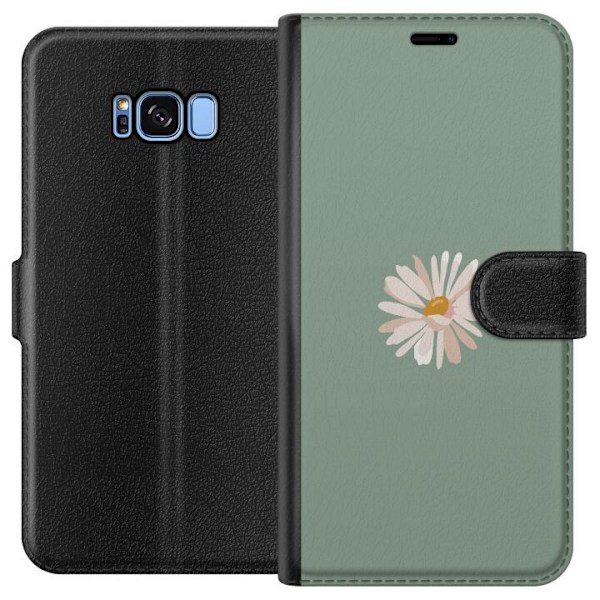 Samsung Galaxy S8 Lompakkokotelo Vihreä Minimalikukka - tyyli