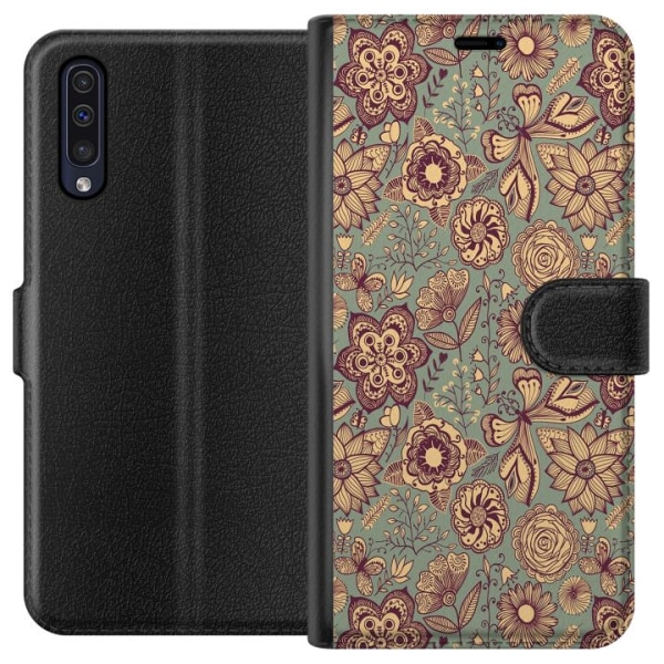 Samsung Galaxy A50 Lommeboketui Vintage Blomster