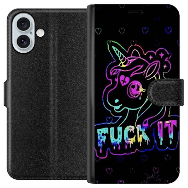 Apple iPhone 16 Plus Lommeboketui Fuck it Unicorn