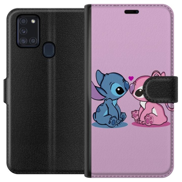 Samsung Galaxy A21s Lompakkokotelo Stitch-Rakkaus