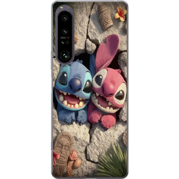 Sony Xperia 1 IV Gennemsigtig cover Stitch Angel Lilo & Stitch Motiv Disney Kærlighed Tegneseriekarakter Populær Blå Alien Sjov Disney-film