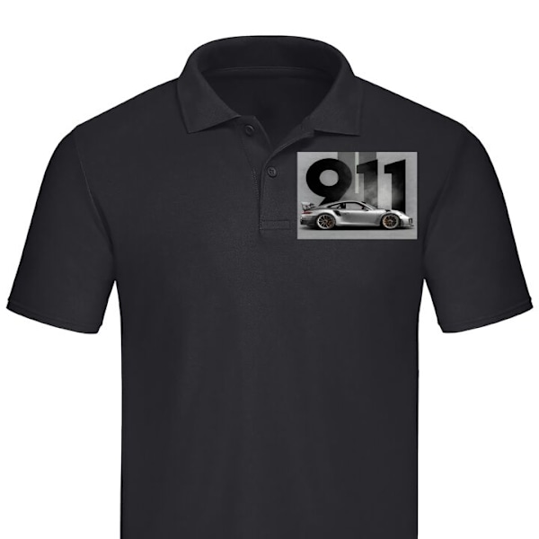 Poloshirt til Voksen | Elegant Poloshirt Porsche 911 Sort Stor