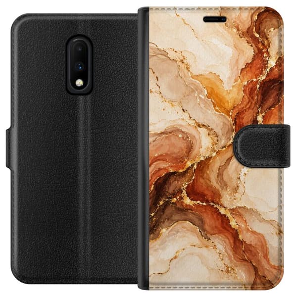 Kompatibel Tegnebogsetui til OnePlus 7 Høstagat beige