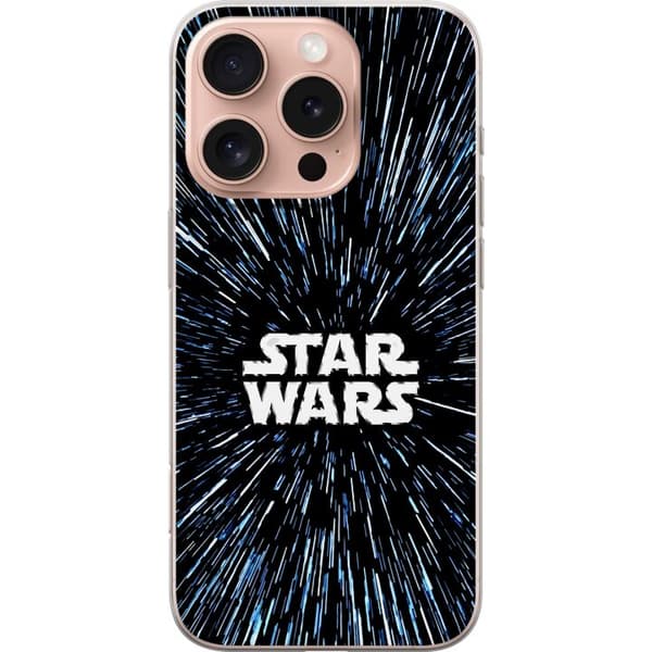 Kompatibelt Mobildeksel til Apple iPhone 16 Pro Star Wars-logo med hyperspace-stjerner i ikonisk sci-fi-design svart