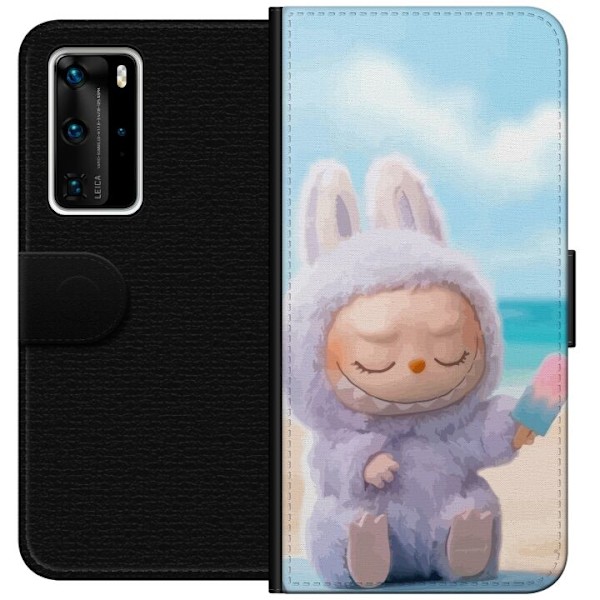 Huawei P40 Pro Tegnebogsetui Labubu Lyserød Stemning