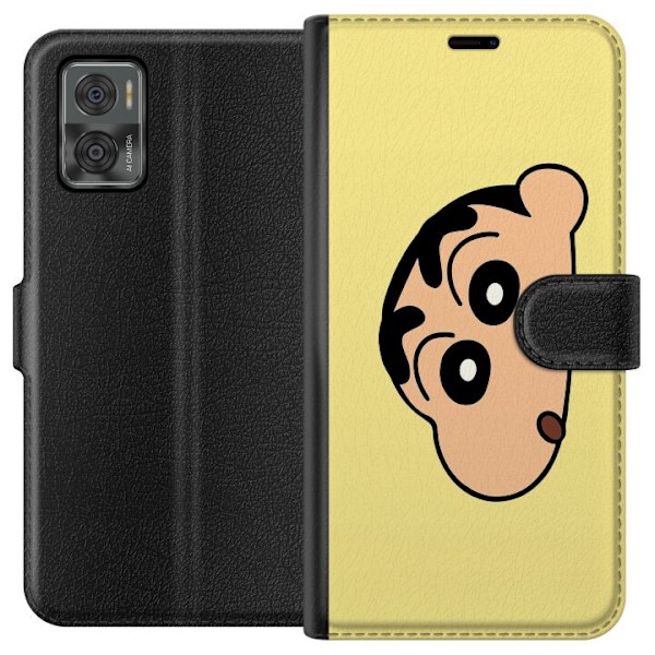 Motorola Moto E22i Tegnebogsetui Peeking Shinchan
