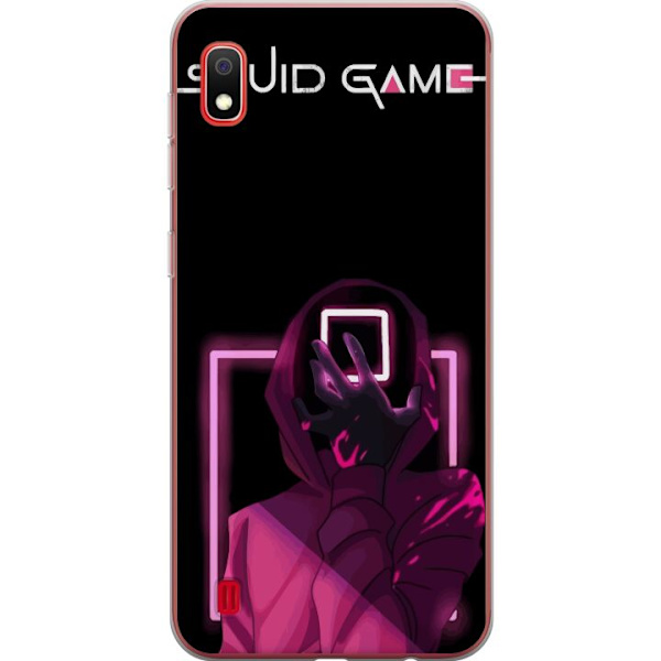 Samsung Galaxy A10 Genomskinligt Skal Squid Game Tema Populär Serie Motiv Grafiskt Ikoniskt Design Asiatisk Popkultur Spänning Drama