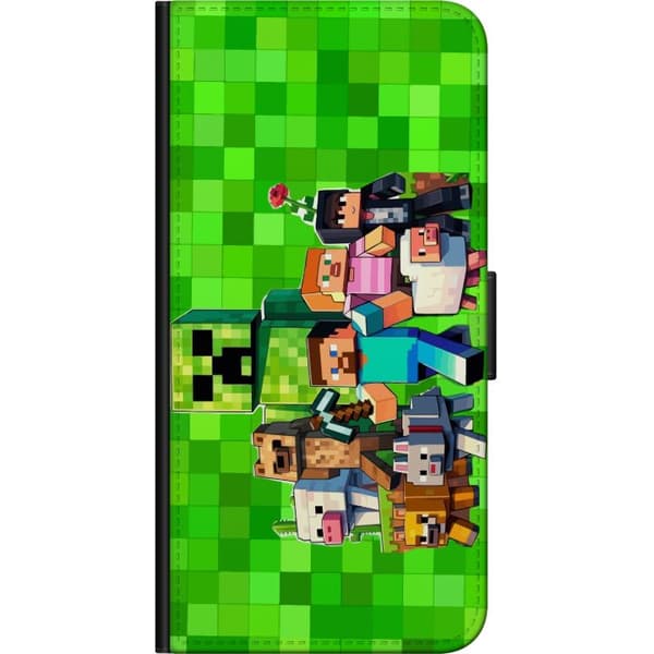 Kompatibel Tegnebogsetui til Huawei P40 lite E Farverige pixelinspirerede figurer og dyr mod en grøn geometrisk baggrund grøn