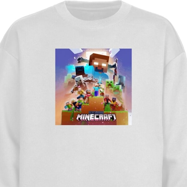 Sweatshirt for Barn | Myk og Klassisk Collegegenser Minecraft hvit one size