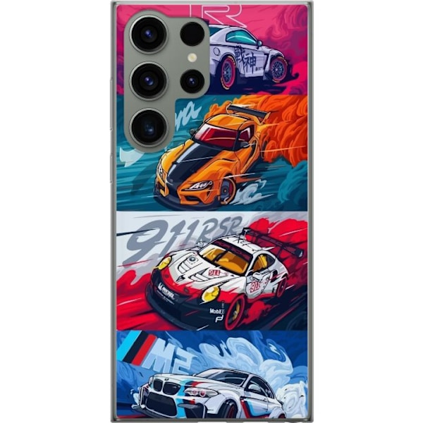 Samsung Galaxy S23 Ultra Läpinäkyvä kuori Nopeat Autot - Pi