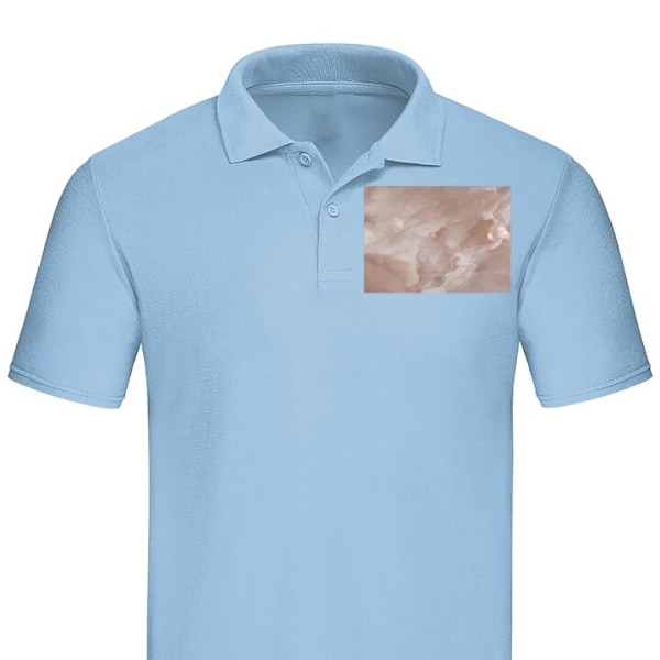 Poloshirt til Voksen | Elegant Poloshirt Rosa Marmor Lyseblå Medium