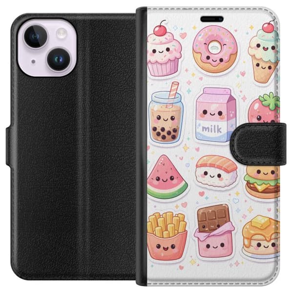 Kompatibel Tegnebogsetui til Apple iPhone 15 pixelmonster grön