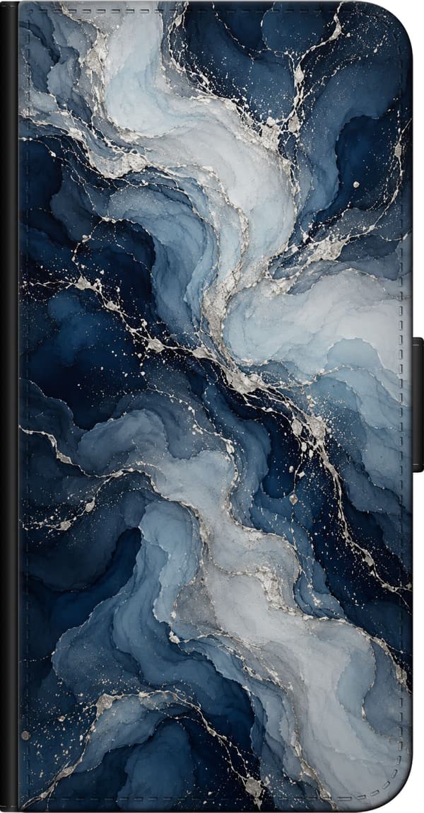 Kompatibel Tegnebogsetui til Xiaomi Redmi Note 9 Pro Blå marmor blå