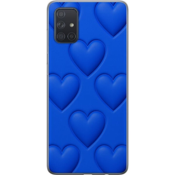 Samsung Galaxy A71 Gennemsigtig cover Blå Hjerter