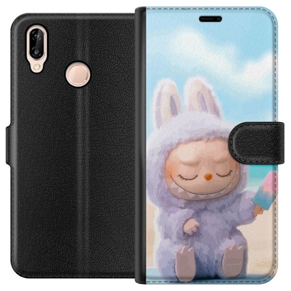 Huawei P20 lite Plånboksfodral Labubu Pink Mood – Rosa monsterdesign