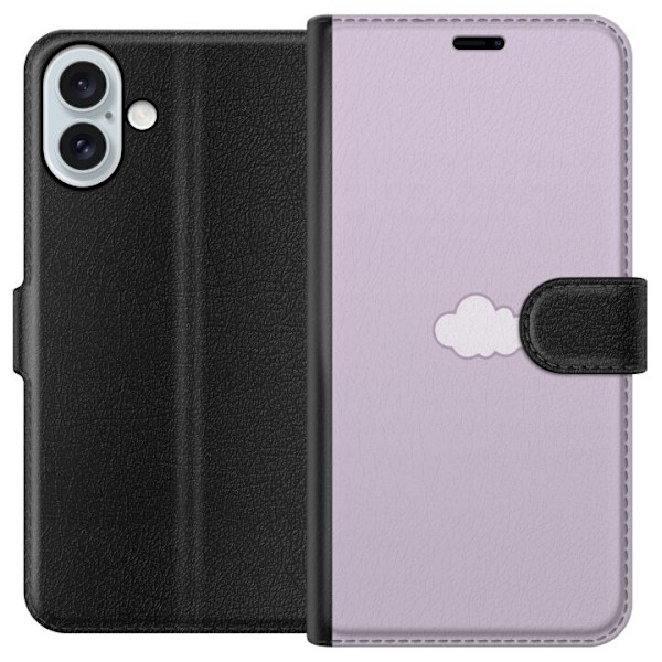 Apple iPhone 16 Plus Plånboksfodral Lila Moln – minimalistiskt moln på lila bakgrund