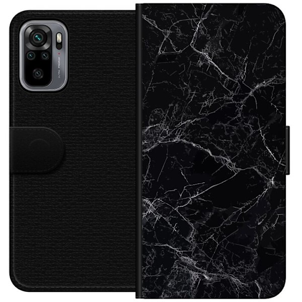Xiaomi Redmi Note 10S Tegnebogsetui Marmor Sort